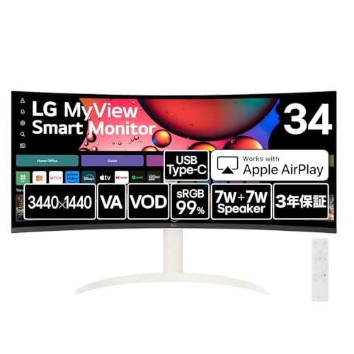 LG、曲面型ウルトラワイドモニター「34SR63QA-W」発表。アス比21:9で